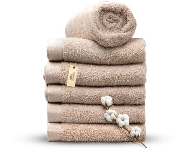 Miss Towels 50x100 Handdoeken Set 6 st. - 5 sterren Hotelkwaliteit - Badtextiel - Luxe Badhanddoeken - Zachte Badlakens - CamelBruin - Made in Portugal