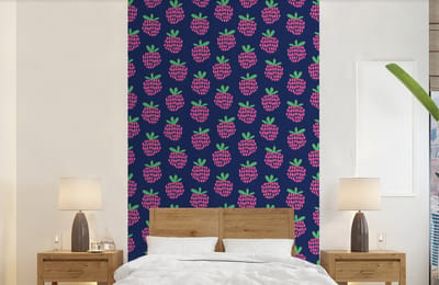 Behang - Fotobehang Patroon - Framboos - Retro - Breedte 150 cm x hoogte 240 cm