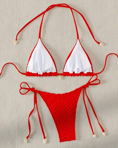 Livano Bikini Dames - Meisjes Bikini - Badpak - Push Up - Vrouwen Badkleding - Zwemmen - Sexy Set - Top & Broekje - Rood - Maat M