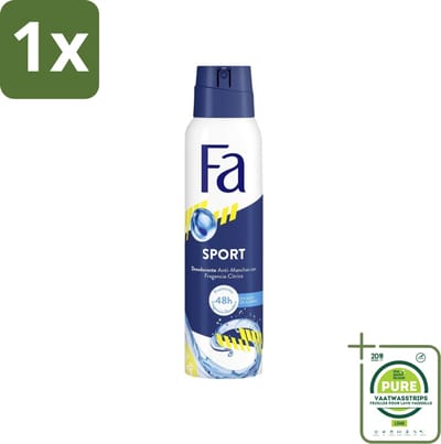 1 x Fa - Deodorant Spray - Sport - Citroen - Tegen Vlekken - 48 uur Bescherming - 150 ml - Sport Deodorant - Citroen Deodorant - Anti Vlekken - 48 Uur Bescherming - Zweetgeur Bestrijding