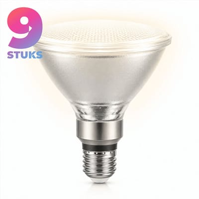 9x Reflector Halogeenlamp E27 - 80W - Warm Wit Licht (3000K) - 1000 lm - 2 jaar - Dimbaar - PAR38 - 38°