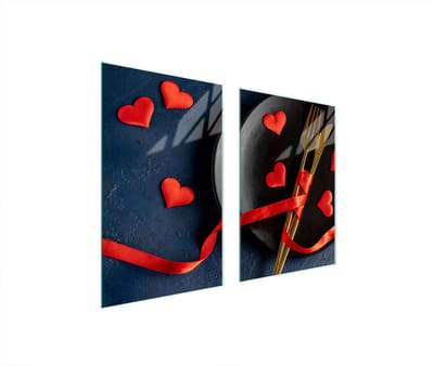 TMK ArtDeko Serie - Glazen Beschermplaat voor Keuken - 65x52 cm - Hart - Meerkleurig