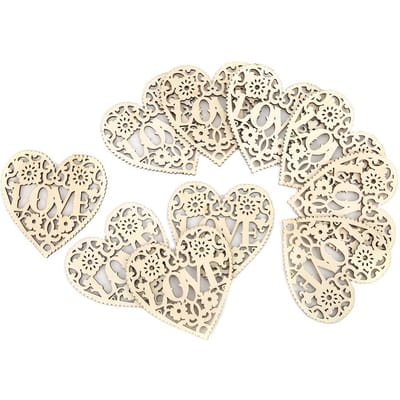 20 stuks Houten Uitgehold Hart Hangend Hanger L O V E Belettering Ambachten DIY Decoratie 80x80 L O V E beige
