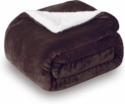 Luxe Dubbelzijdige Sherpa Fleece Deken Bruin 220x240cm - Extra Warm en Zacht Plaid voor Bank en Bed