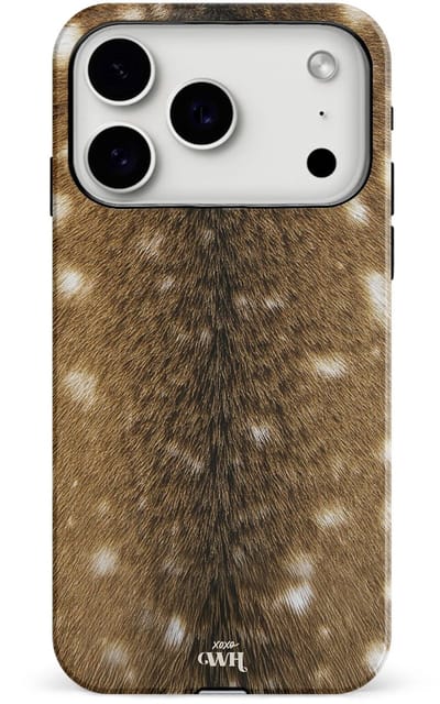 xoxo Wildhearts telefoonhoesje geschikt voor iPhone 17 Pro Max - Bambi Bliss - Double Layer - Hard case met dubbele beschermlaag - Beschermhoes shockproof case - Hoesje met dierenprint - Hert - Bruin