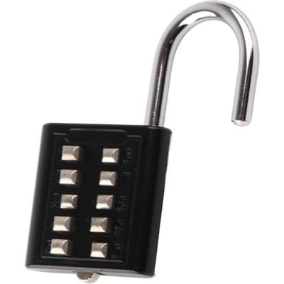 Cadenas de sécurité 10 chiffres à combinaison à bouton-poussoir Cadenas extérieur étanche pour casier de gym, portail, boîte à outils, valise black
