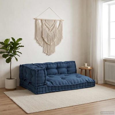 vidaXL - Pallet - Sofa - Kussen - 3 - st - Stof - Indigo - 120 - x - 80 - x - 38 - cm