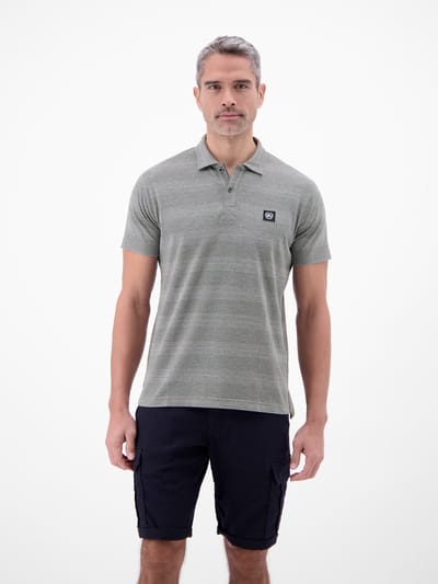 LERROS Poloshirt van fijne piquŽkwaliteit met een frisse strepenlook , Maat: S , Kleur: LAVA GREY , 53% katoen, 47% polyester