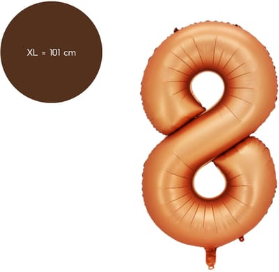 Fienosa Cijfer 8 Ballon - Nummer 8 - Oranje - Kleur - 101 cm - XL Groot - Helium Ballon - Verjaardag Ballon - Verjaardag versiering - Leeftijd verjaardag - Verjaardagsballon - Verjaardag