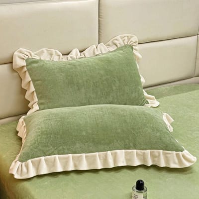 Winter Melkfluweel Kussensloop Verdikt Set van 2 48x74 Kant Effen Kleur Kussensloop voor Dames 48X74cm-2pcs