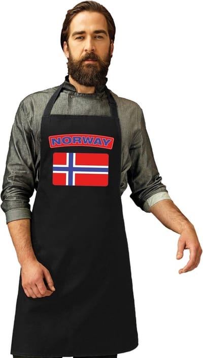 Keukenschort - Barbecueschort - Vlag Noorwegen - zwart - heren en dames - Landen supporters - Gerechten - Avond