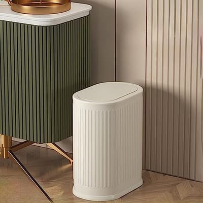 6 Litre Prullenbak met Deksel voor Badkamer en Keuken - Dunne Vuilnisemmer met Binnenemmer - Drukdeksel voor Thuis, Kantoor en Slaapkamer