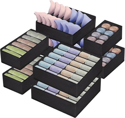Famanu – Ondergoed organizer voor kledingkast, set van 8, opvouwbare lade-organizers voor sokken, stropdassen en accessoires