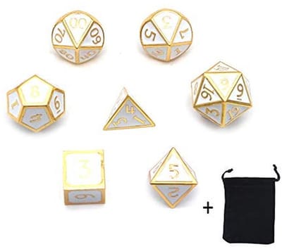 7-delige metalen polyedrale dobbelstenen set voor rollenspellen en D&D