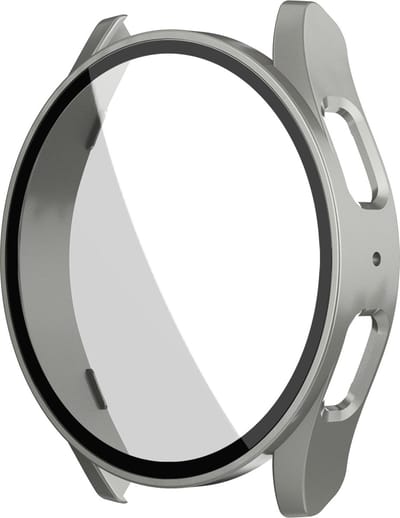 Stravo Screen protector case voor Samsung Galaxy Watch 7 - 44mm - Full Cover Hard Case / Beschermend Hoesje - Titanium - Samsung Galaxy Watch 7 - 44mm screenprotectors