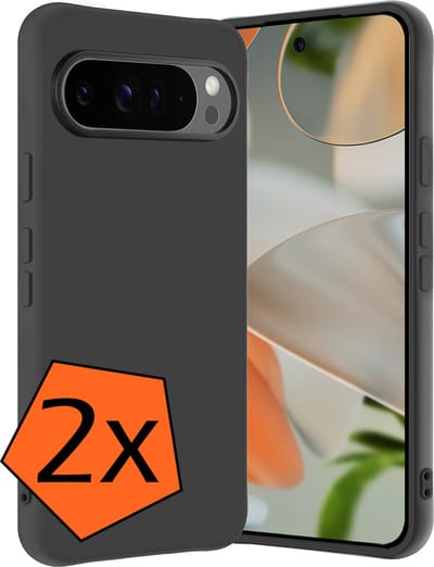 Hoes - 2 Stuks - Geschikt voor Google Pixel 9 Pro - Sterk & Shockproof - Case Siliconen - Back Cover - Telefoon Hoes - Zwart