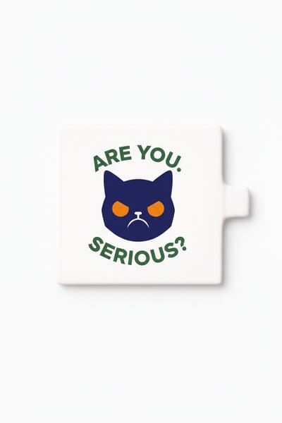 Grappige Kat Keramische Tegel – Are You Serious Quote Wanddecoratie Cadeau voor Kattenliefhebbers