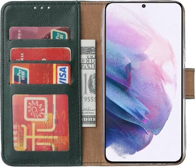 Galaxy S21 Ultra Bookcase Hoesje Groen met Standaard