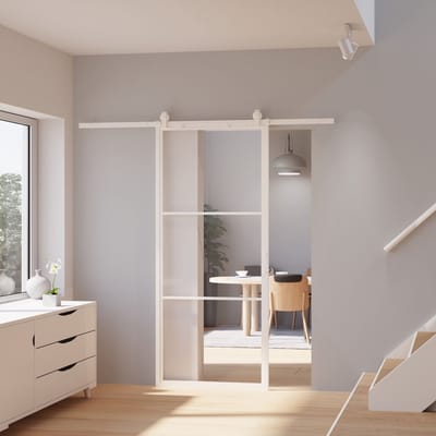 Schulte Complete Glazen Schuifdeur - 90x215cm - Wit - Open Systeem - Dubbele Softclose