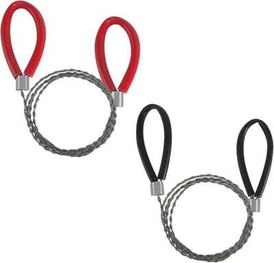 2 x zaag - Handzaag - voor outdoor noodgevallen 、houtbewerking、 kamperen - 77 cm lengte - roestvrijstalen - met lussen - 1 Zwart en 1 rood