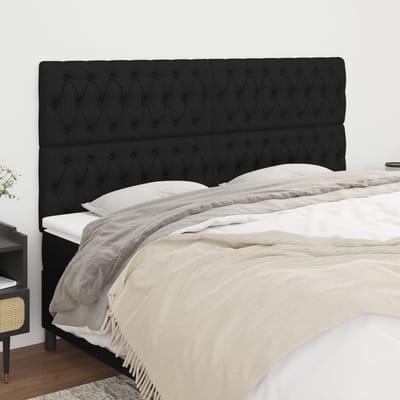 vidaXL - Hoofdbord - zwart - 180x7x118/128 - cm - Stof