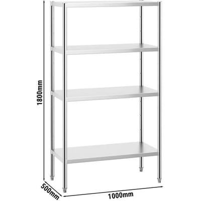 GGM Gastro Edelstahlregal PREMIUM - 1000x490mm - mit 4 Ablagen (VERSTELLBAR) Zilver