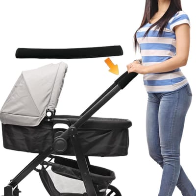 Kinderwagen Handvat Cover - Stuurhoes - Comfortabel Wandelen - Warm En Stofvrij - 48 x 16 cm - Zwart