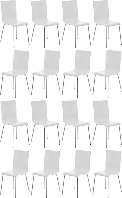 CLP Pepe Set van 16 Wachtkamerstoelen - Houten zitting wit