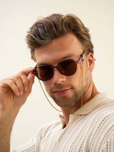 Brilkoord Heren classic - Elegante Gouden Zonnebril koord - Hoogwaardige kwaliteit - Water resistant