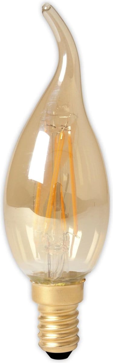 2 stuks Calex Led kaarslamp Tip - 3,5W (25W) E14 - Gold - Goud - Dimbaar met Led dimmer