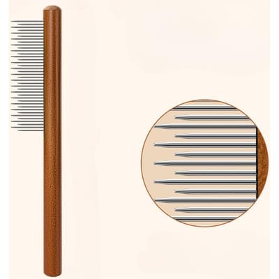 Massief Houten Kam Huisdier Verzorging Schoonmaken Vlooienkam Kat Grooming Tool Roestvrij Staal Haar Remover Borstel Voor Honden Dierbenodigdheden Short and long teeth