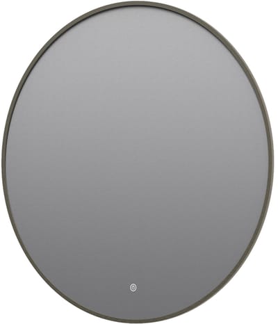 Ronde badkamerspiegel Mauri gun metal met verwarming, LED verlichting en touch sensor 100x100cm
