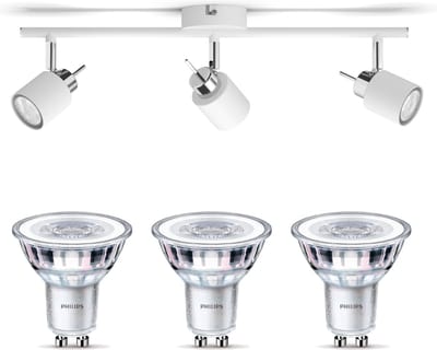 Philips Meranti Opbouwspot (Wit) - Warmwit Licht - Plafondspot met 3 Lichtpunten - GU10 - SceneSwitch - Eenvoudig Dimbaar met Je Klassieke Schakelaar