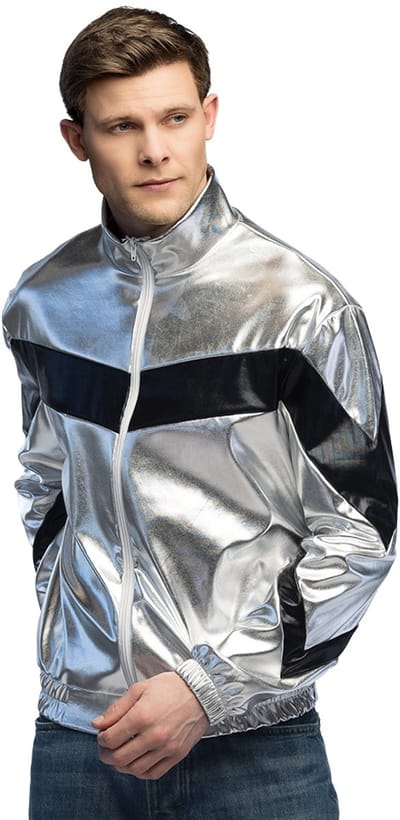 Boland - Jasje Cosmic zilver (M/L) - Volwassenen - Pooier - 90's - Old School - Aso - Pimp - Gabber - Foute Party - Carnaval - Themafeest