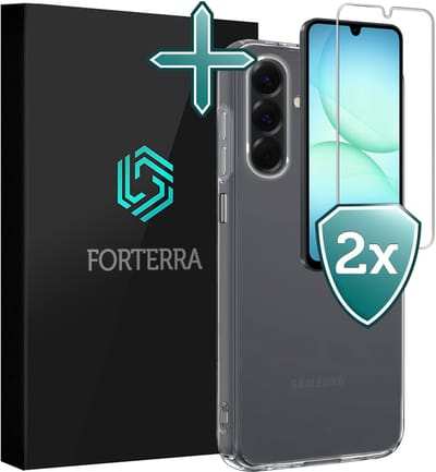 Hoesje Met 2x Screenprotector - Geschikt voor Samsung Galaxy A17 - Sterk & Shockproof - Telefoon Hoes - Back Cover - Siliconen Case - Transparant