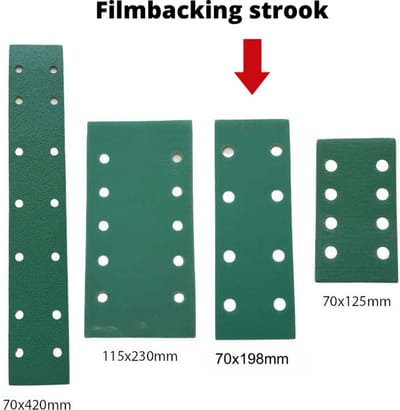Schuurpapier filmbacking - strook 70x198 mm - korrel 180 – 50 stuks – duurzaam -professionele kwaliteit - met aluminium oxide korrel - onscheurbaar - schuren auto, camper, scooter enz