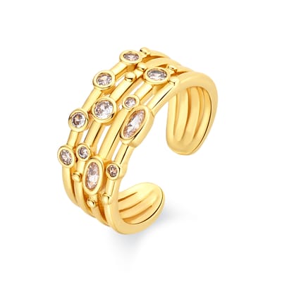 Luxenter Ring in Brilliant Metal en Zirconia Alloy afgewerkt in 18 karaats geel goud - Ulethel