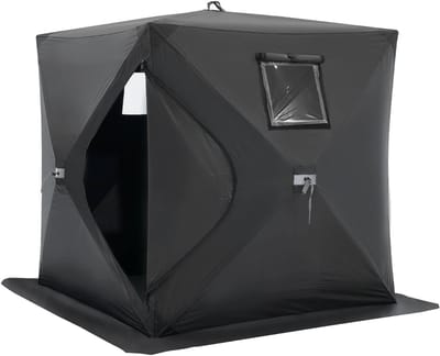 Kelseek vistent - Ijstent - Karpertent - Winter vissen - Visuitrusting - Waterdicht - 1-2 personen - 1.5 x 1.5 x 1.65 m - Zwart