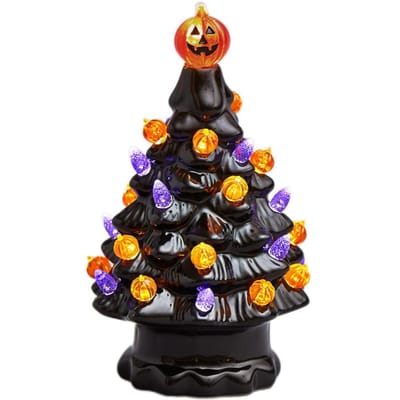 Verlichte Keramische Halloweenboom Tafelblad Halloween Decoratie Halloweenboom Pompoenlicht
