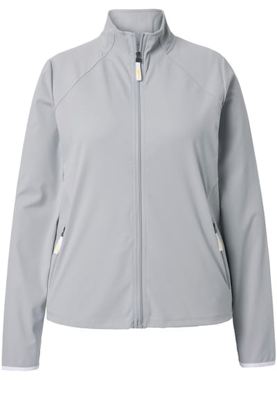 Ulla Popken - Dames - Sweatvest laser-accenten opstaande kraag duimgat - Asgrijs - Maat 46+