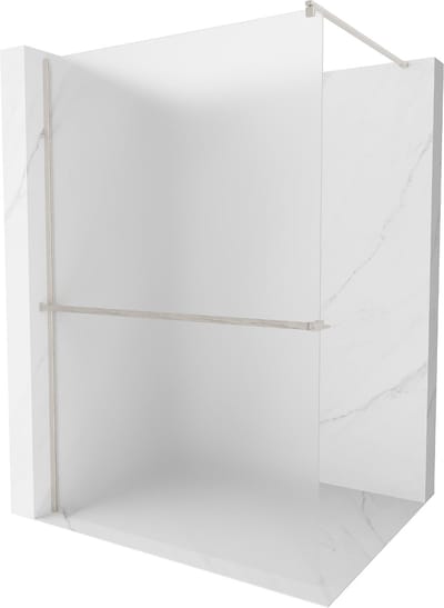 Mexen Kioto+ douchewand met plank Walk-in 70 x 200 , ijs, geborsteld nikkel - 800-070-121-97-30