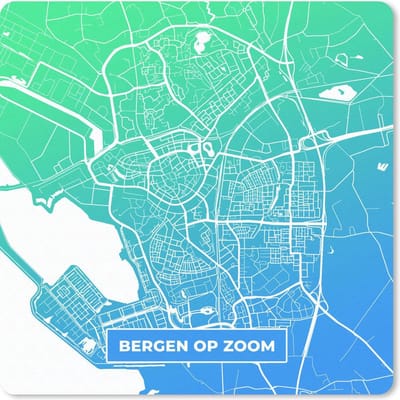Muismat 20x20 cm - Mousepad Stadskaart - Bergen op Zoom - Nederland - Blauw - Muismatten