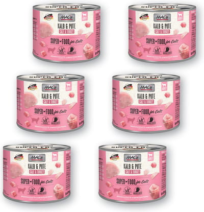 MAC's Kattenvoer Natvoer Blik 99% Kalf & Kalkoen 6 x 200g