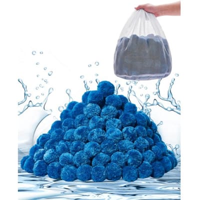 VEVOR Filterballen voor zandfilters, 1,42 kg, Filterballen ter vervanging van zwembadfilterzand, Herbruikbaar blauw polyestervezelfiltermateriaal met waszak, voor zwembaden, aquaria, opzetzwembaden