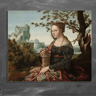 Wanddecoratie / Schilderij / Poster / Doek / Schilderstuk / Muurdecoratie / Fotokunst / Tafereel Maria Magdalena - Jan van Scorel gedrukt op Dibond
