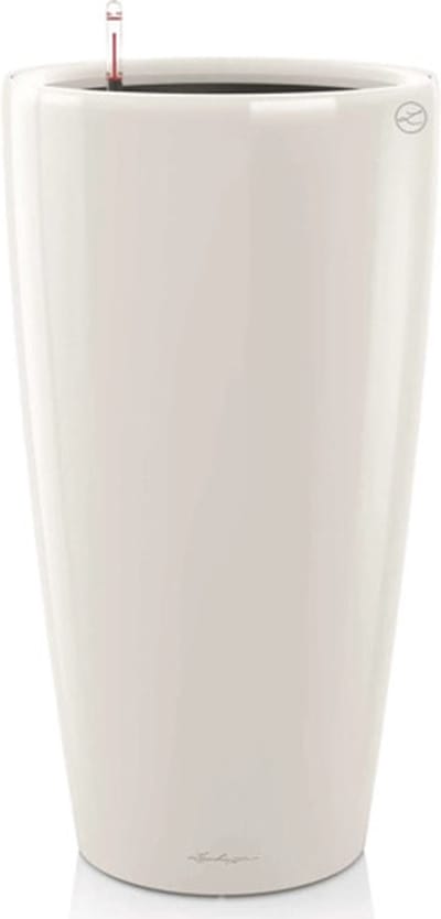 LECHUZA RONDO PREMIUM 32 - Plantenbak - met uitneembare binnenbak - met bewateringssysteem - ALL-IN-ONE set met LECHUZA-PON - hoogglans wit