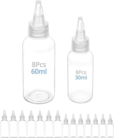 Dailygoods- Squeeze Fles - Set van 16 - 8x 30ml/8x 60ml - Duurzaam PET - Transparant - Gemakkelijk te vullen en doseren - Dispenserfles