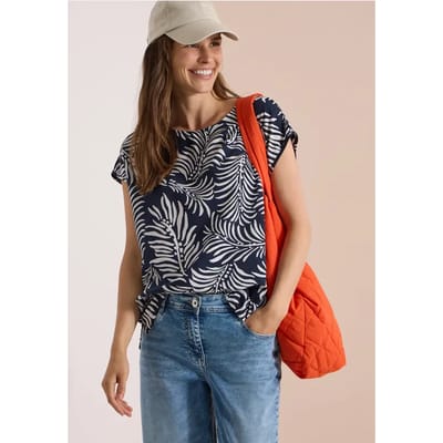 Shirt met hangende schouder en print
