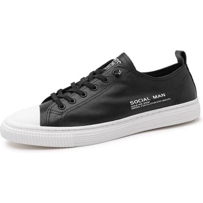 Heren Sneakers Nieuwe Zomer Alles-Match Mode Casual Schoenen Ademend Leer Witte Schoenen Mode Schoenen 44 black