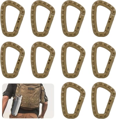 Set van 10 D-vormige karabijnhaken van plastic - Ideaal voor kamperen, wandelen, vissen en outdoor activiteiten